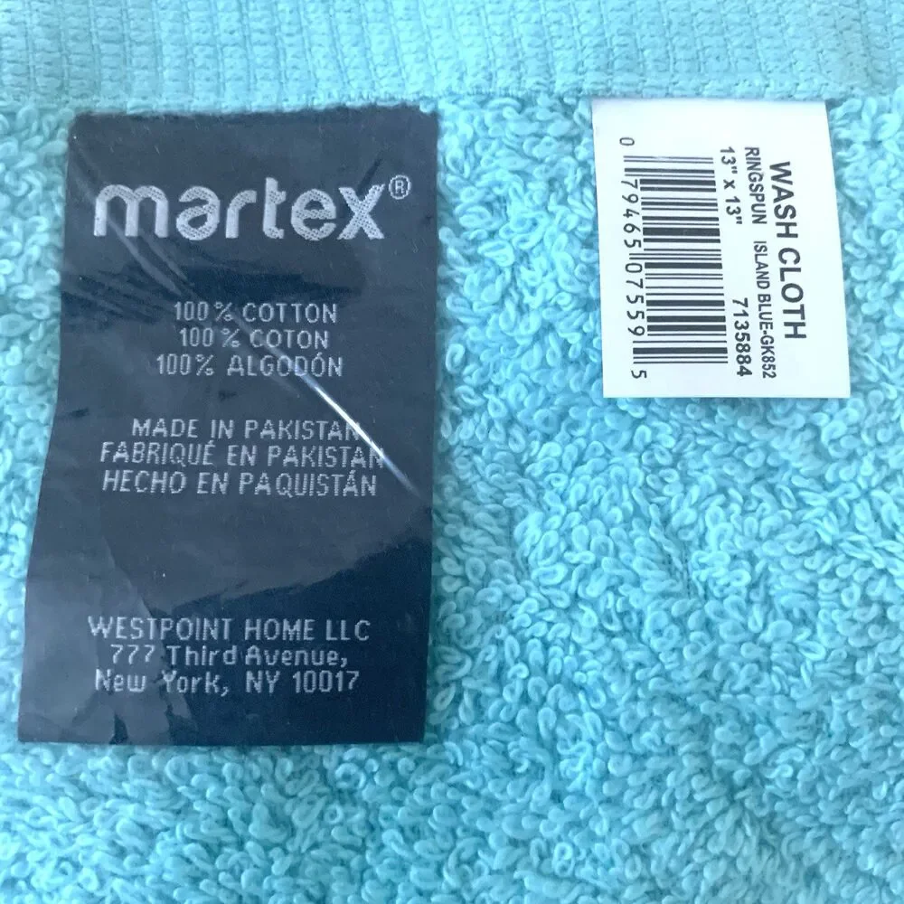 Martex 9-PC Towel/Washcloth Set Island Blue 3-Oversized Towels 6-Washcloths New
